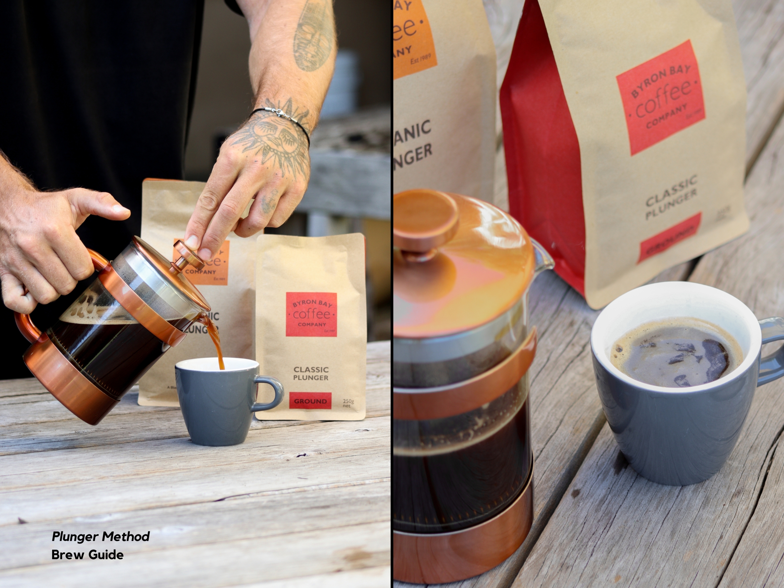 Pouring coffee from plunger into cup