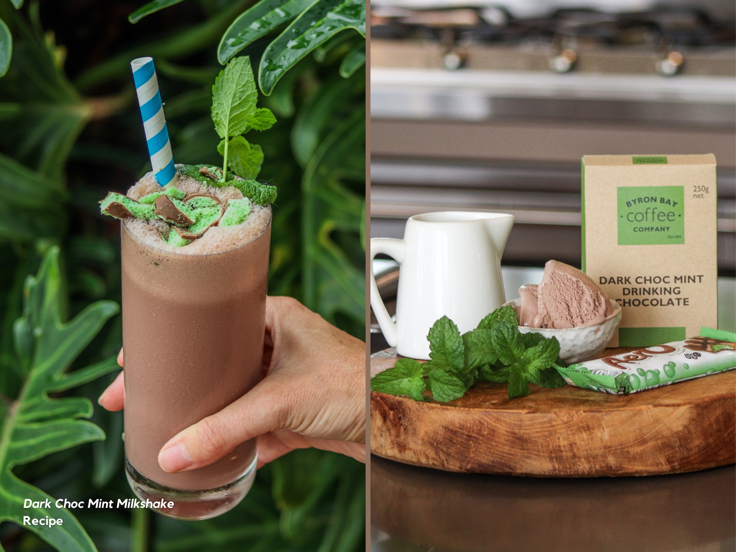 Dark Mint Chocolate Milkshake with Aero Mint Chocolate