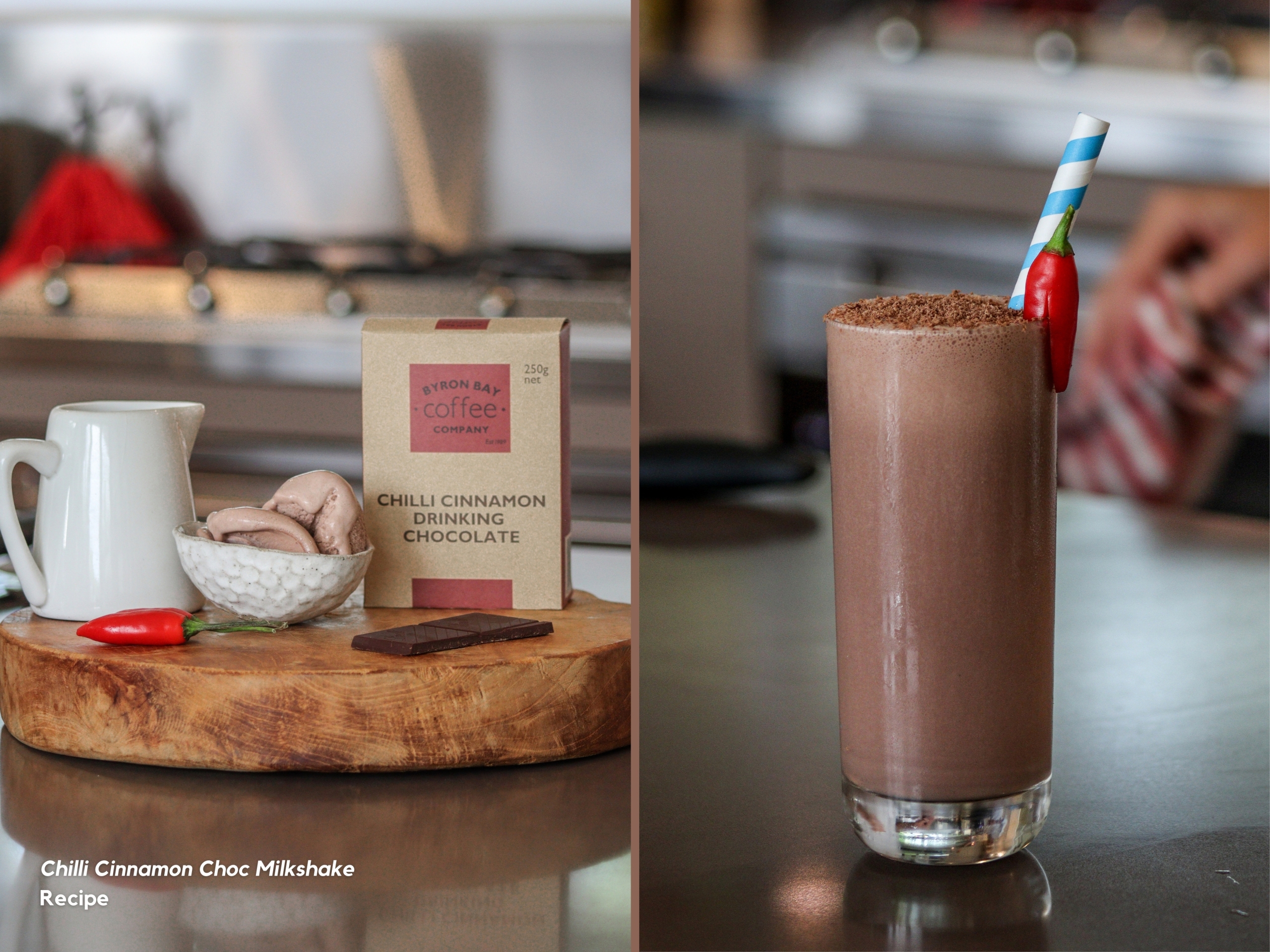 Chilli Cinnamon Chocolate Milkshake with Lindt Chilli Dark Chocolate
