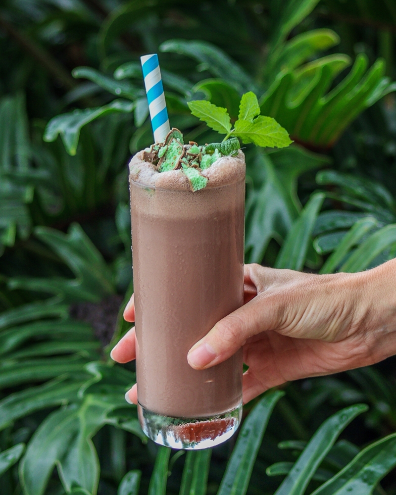 Dark Mint Chocolate Milkshake with Aero Mint Chocolate