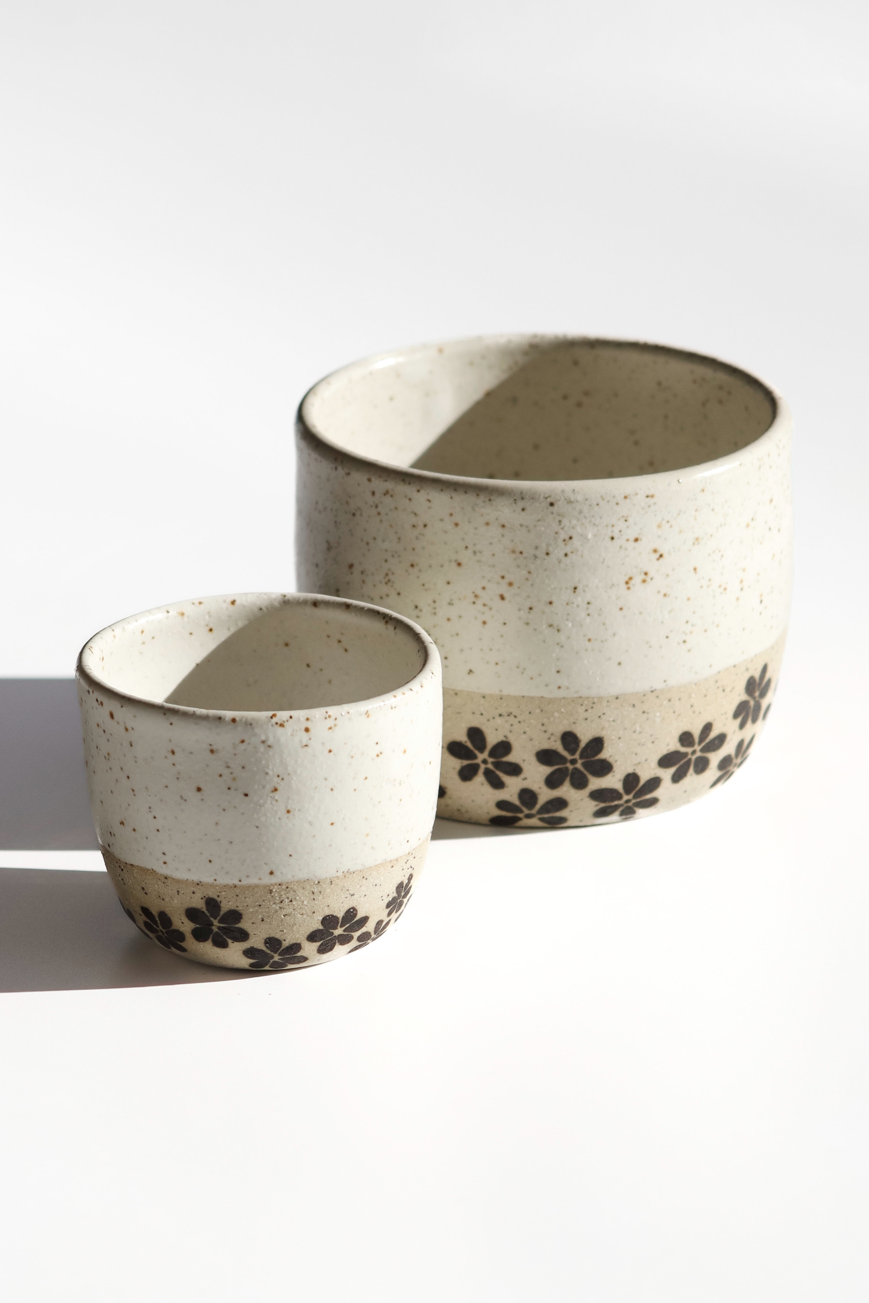 Flowered 3oz and 8oz handcrafted coffee cups