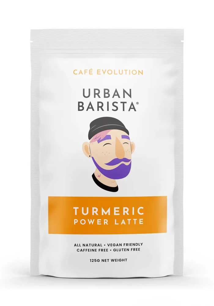 Pouch of turmeric latte powder