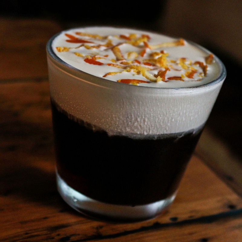 Mont Blanc Iced Coffee sitting on a table