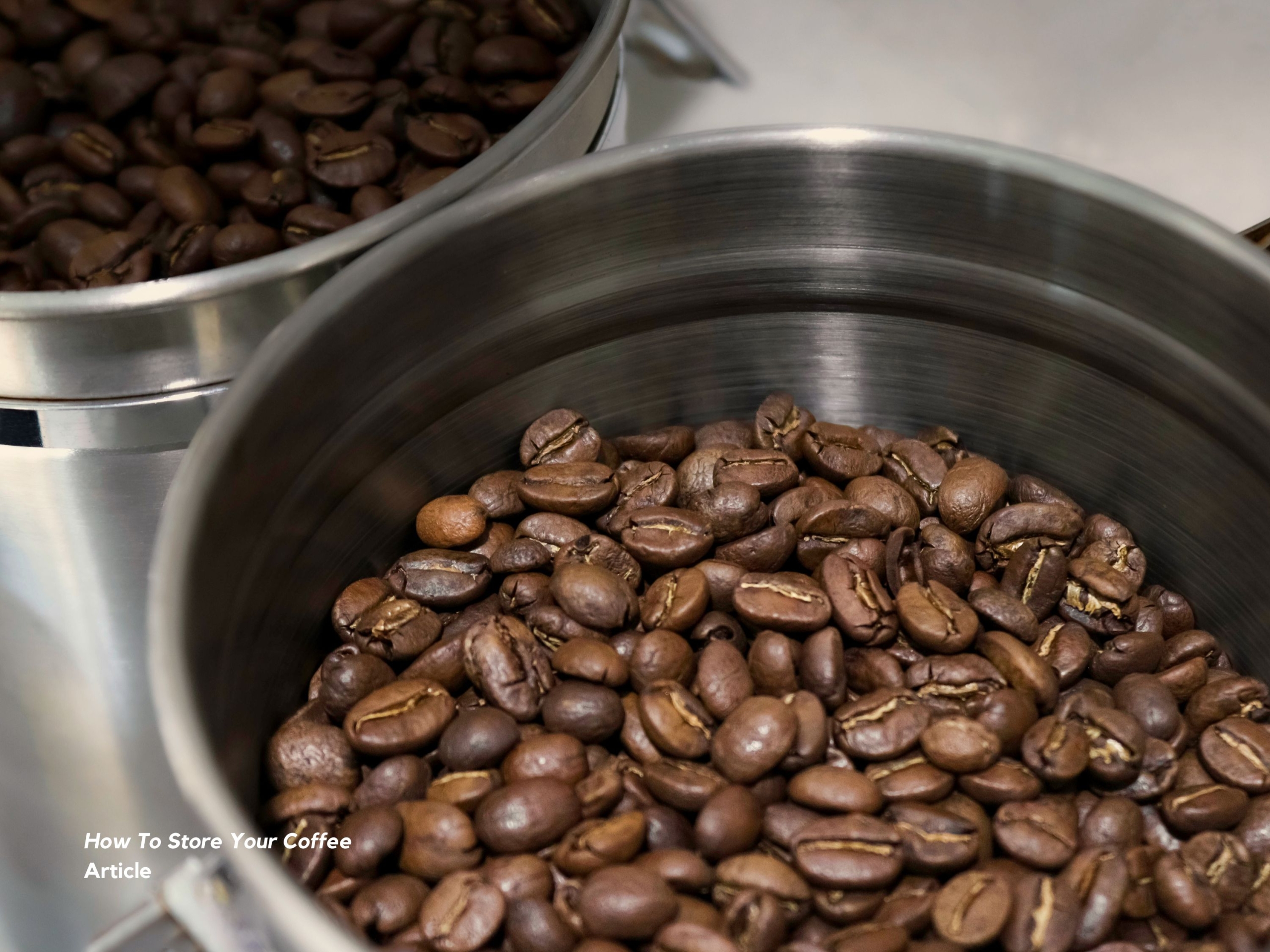 Coffee beans inside an airtight container