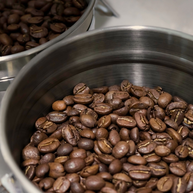 Coffee beans inside an airtight container